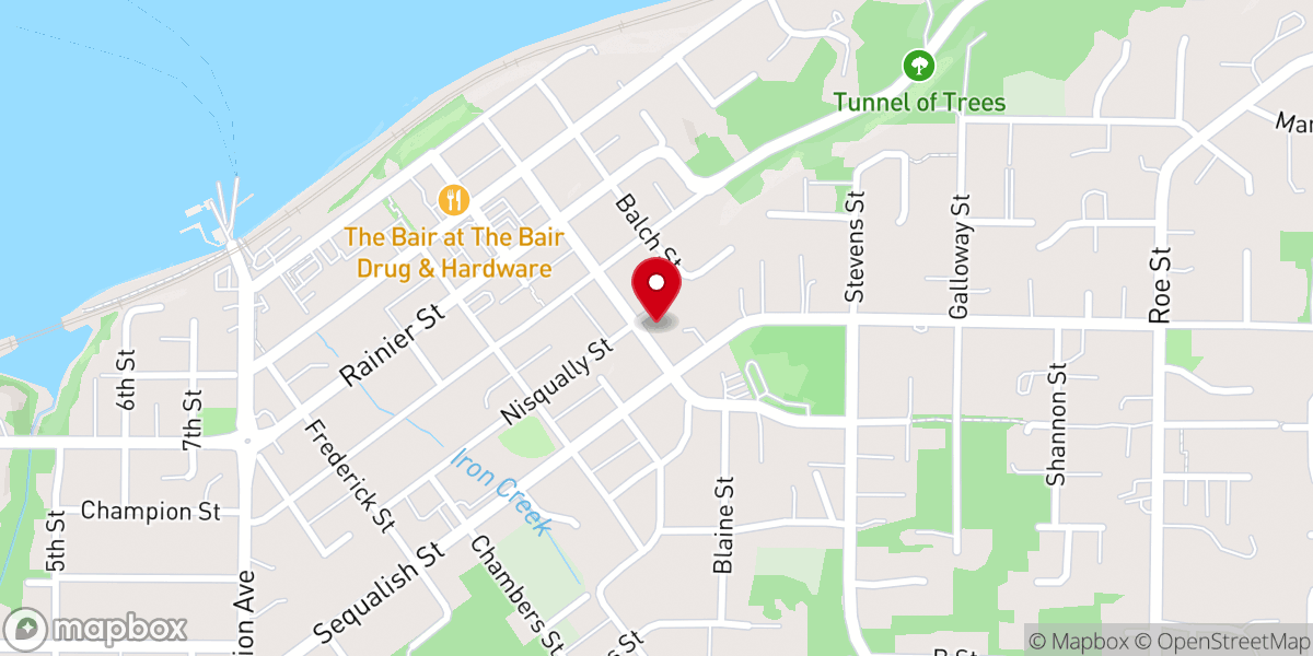 Map showing location of Steilacoom Catholic Church