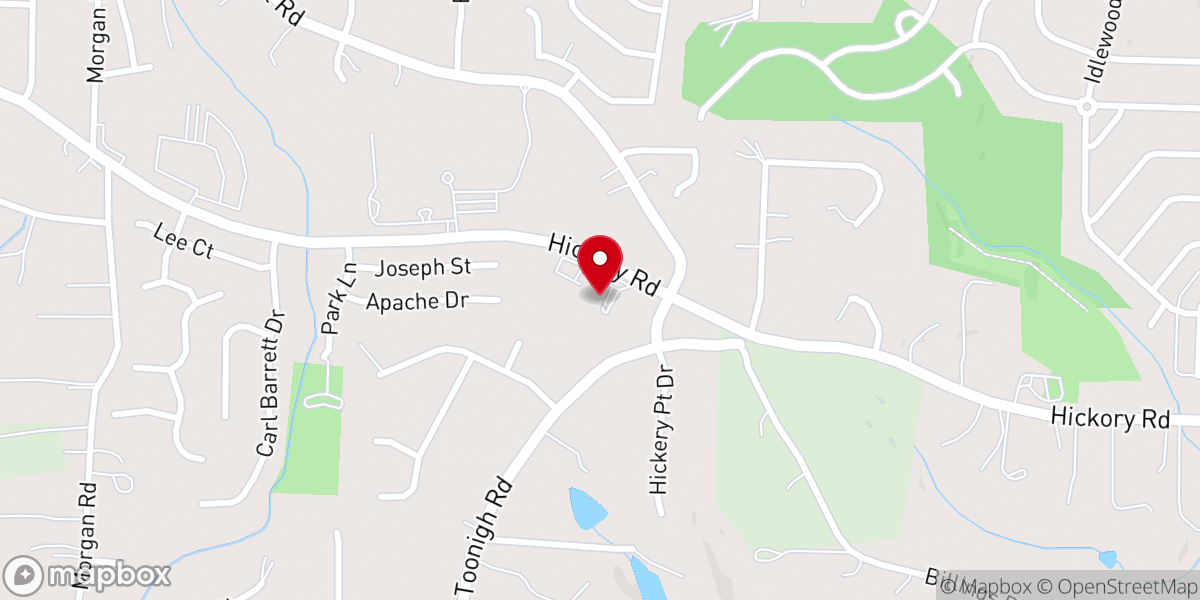 Map showing location of Hickory Road Baptist Church