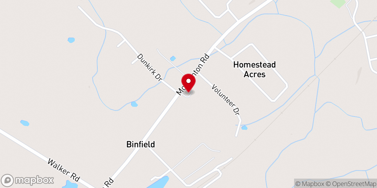 Map showing location of Binfield United Methodist Church
