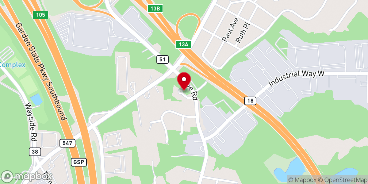 Map showing location of NJ Tinton Falls Korean Hope Church