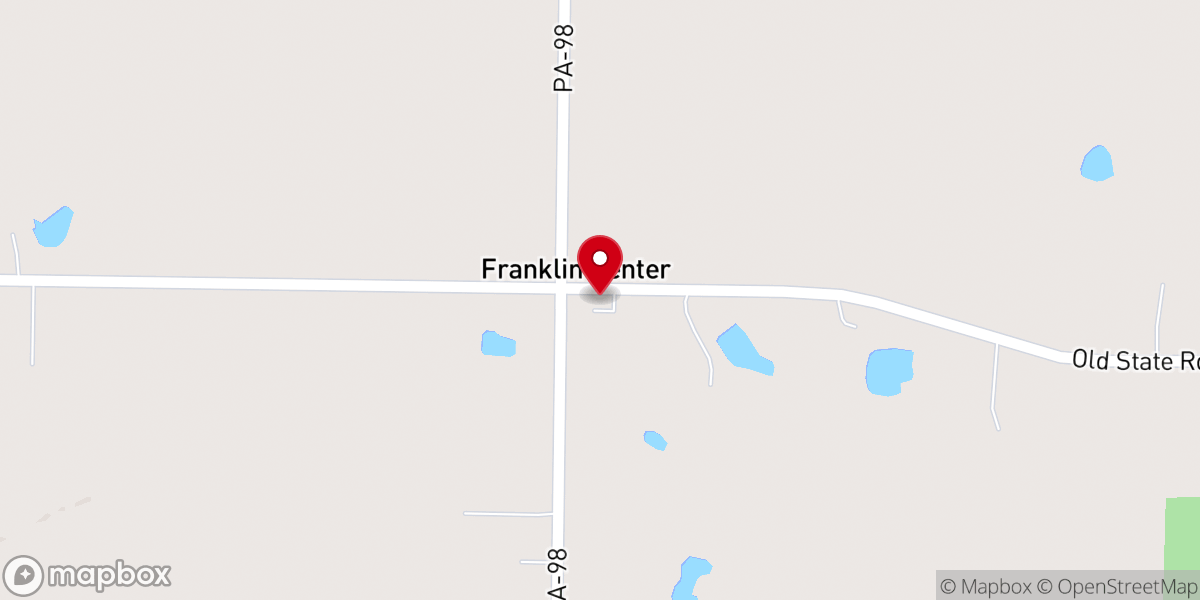 Map showing location of Franklin Center United Methodist Church