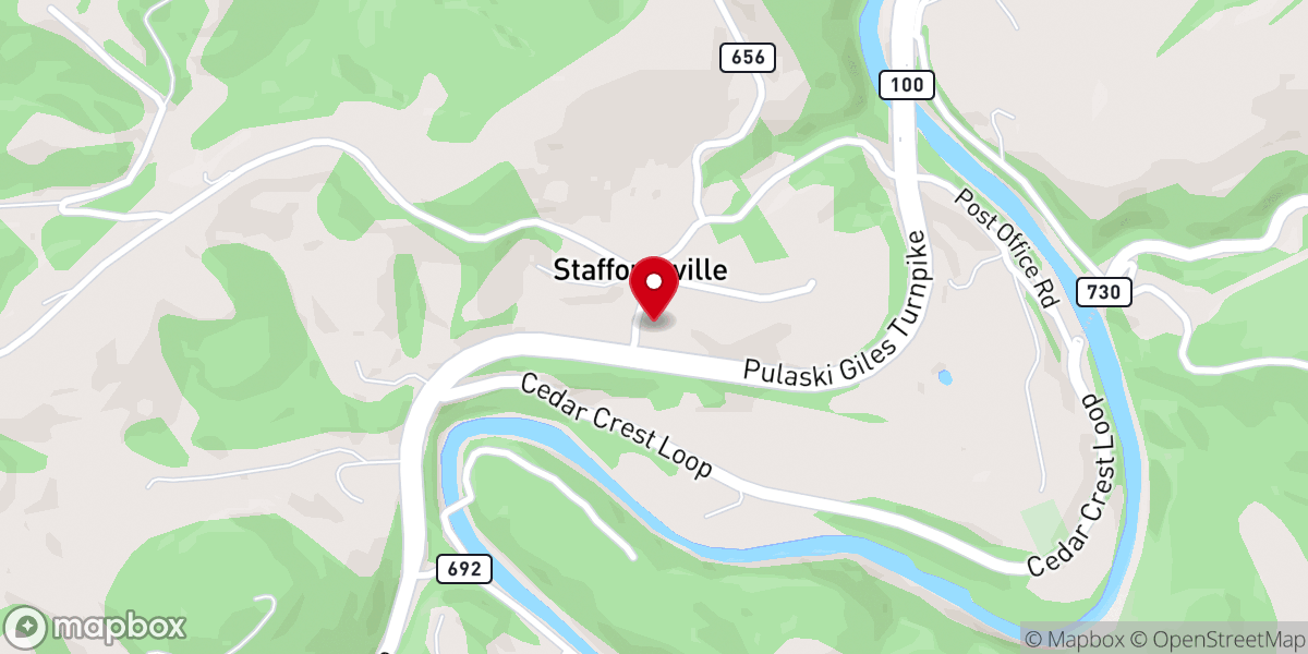 Map showing location of New Village Pentecostal Holiness Church