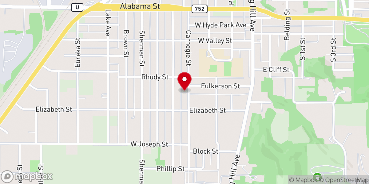 Map showing location of Carnegie Baptist Church