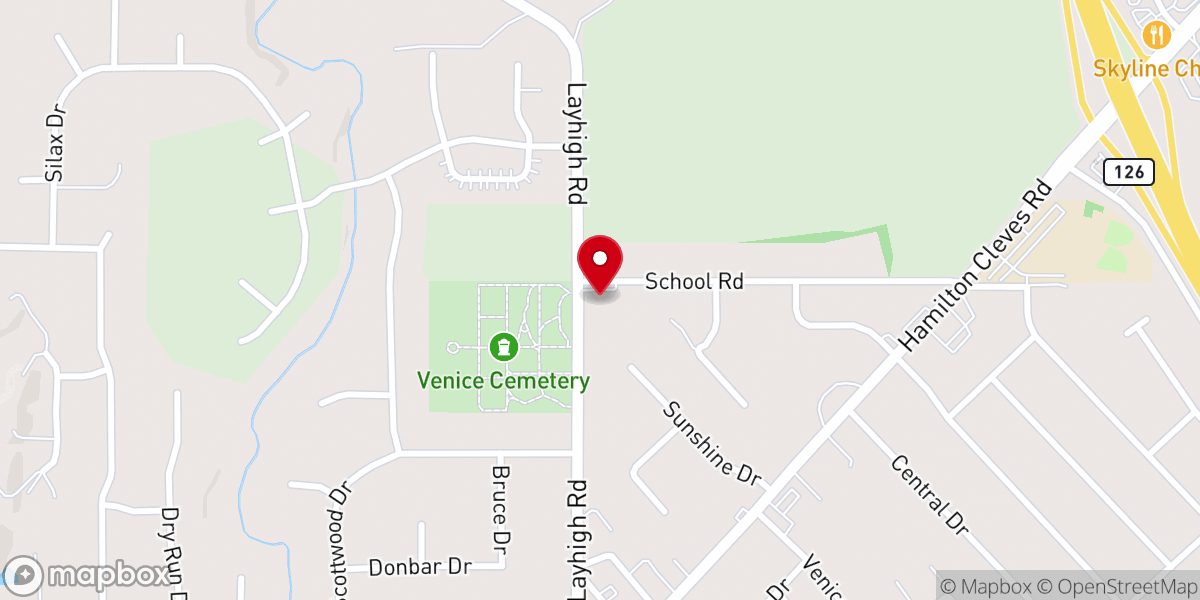 Map showing location of First Baptist Church of Ross