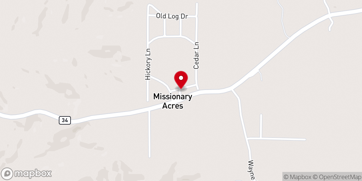 Map showing location of Evangel Baptist Church, Silva, MO 63964