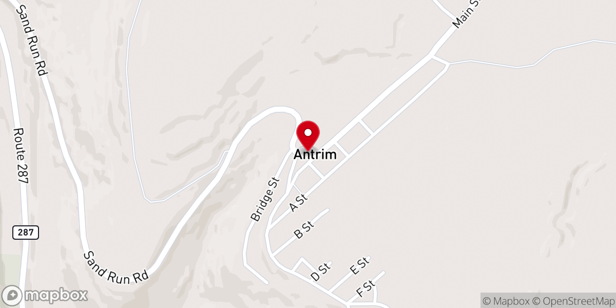 Map showing location of Trinity Church Antrim