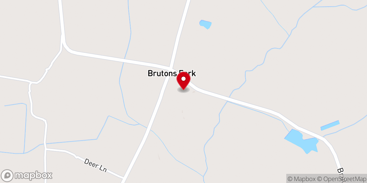 Map showing location of Bruton's Fork Baptist Church