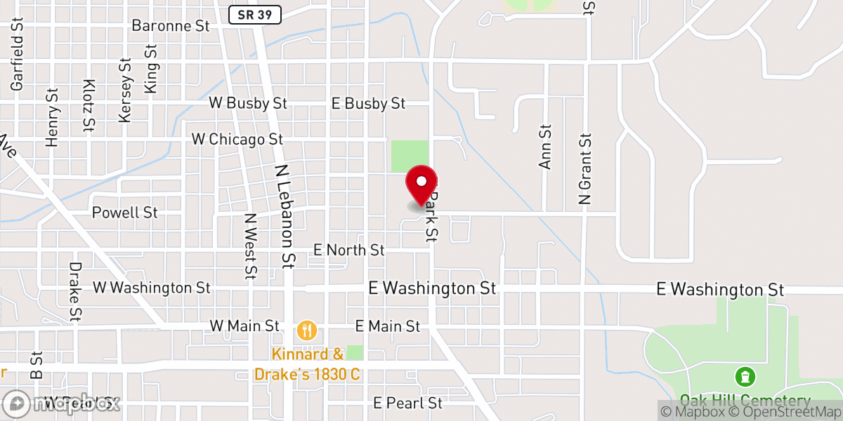 Map showing location of Park Street church of Christ