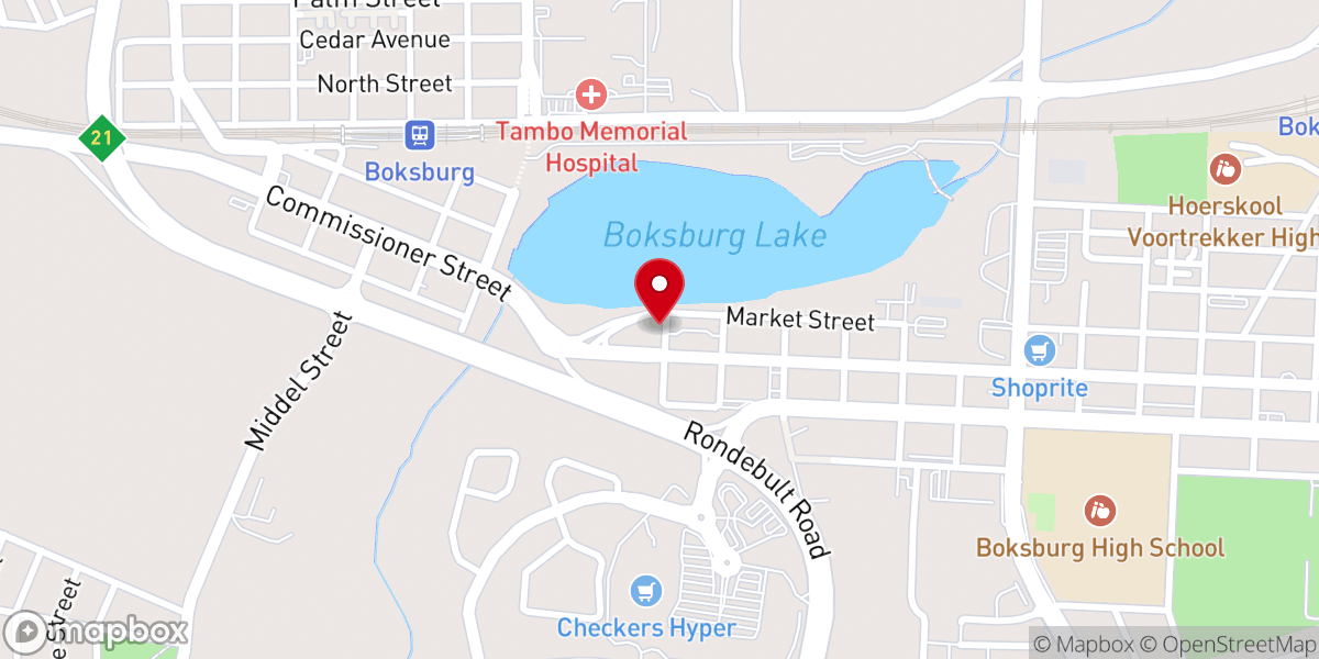 Map showing location of Boksburg Central Methodist Church