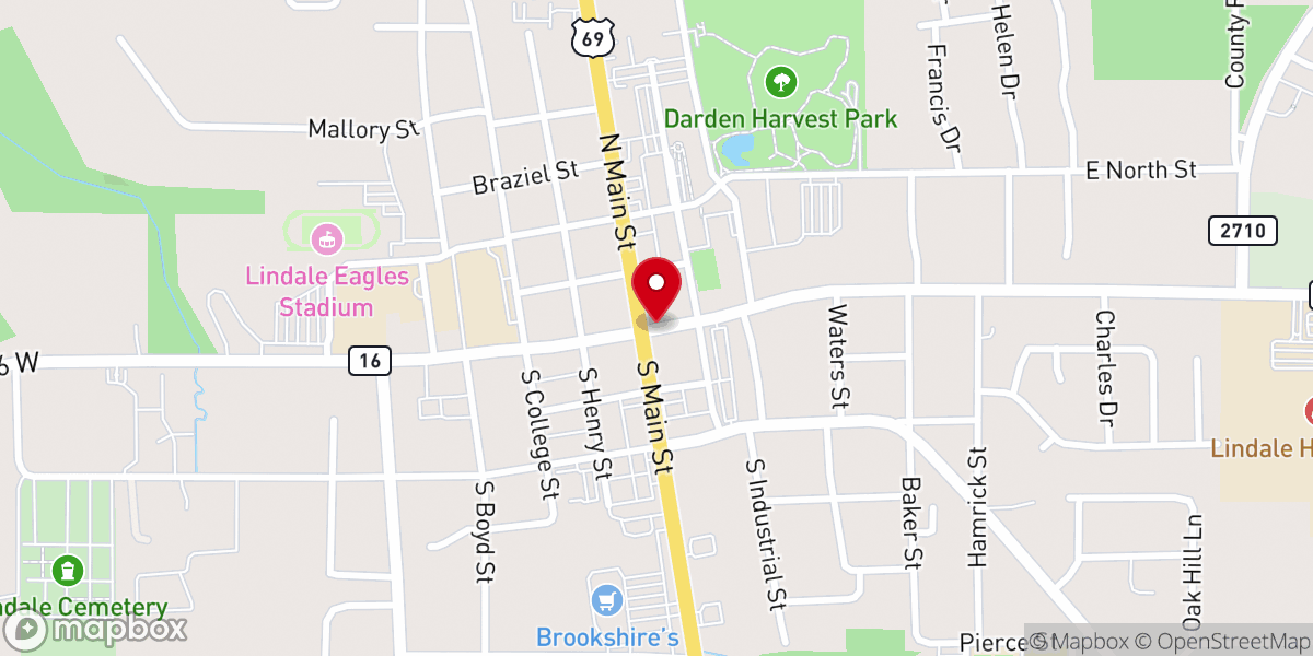 Map showing location of St Vincent de Paul Church Lindale TX