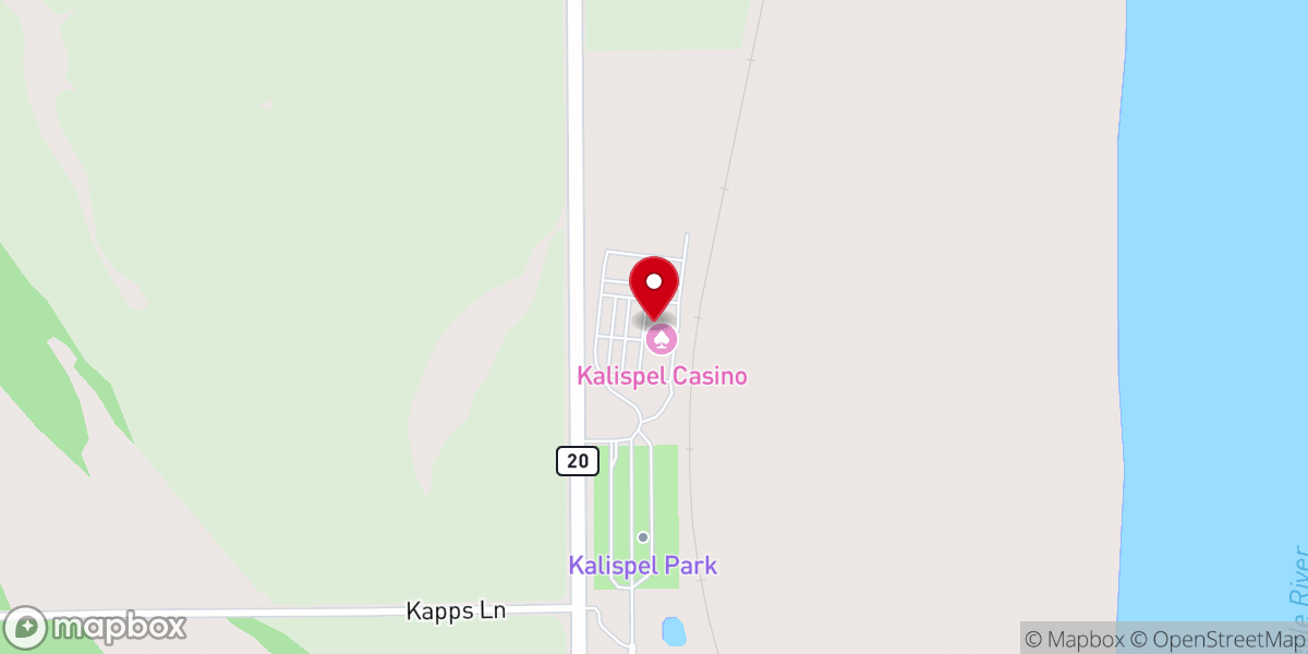 Map showing location of Kalispel Casino