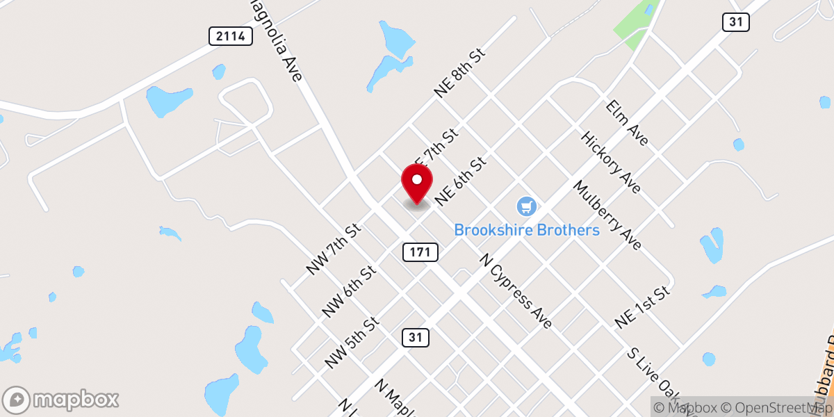 Map showing location of Hubbard Church of Christ