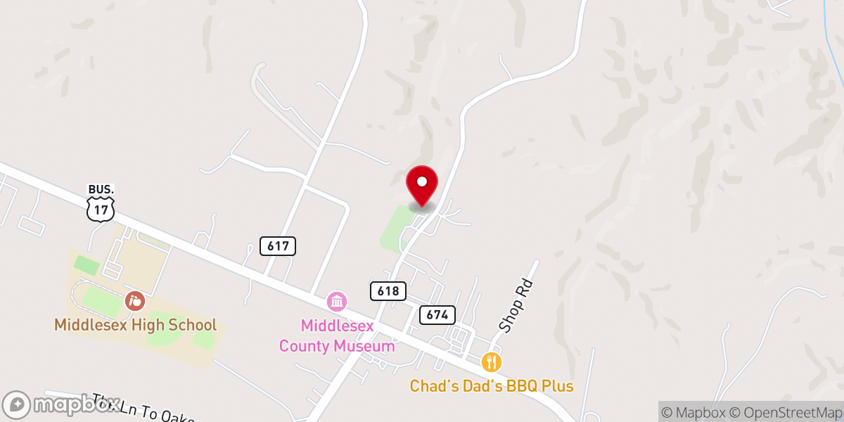 Map showing location of Antioch Baptist Church
