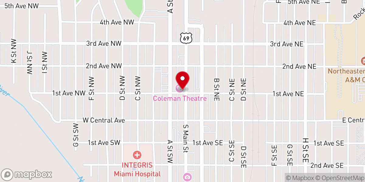Map showing location of Coleman Theater