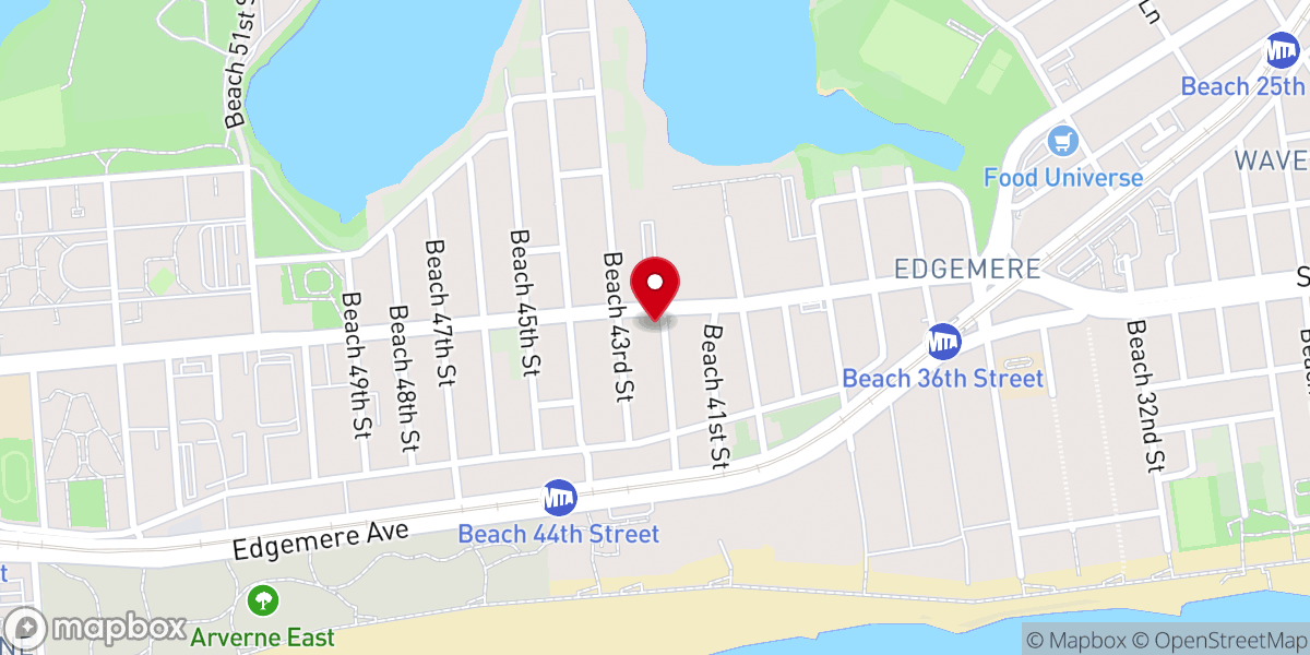 Map showing location of Full Gospel Tabernacle - Edgemere - Food Distribution Center