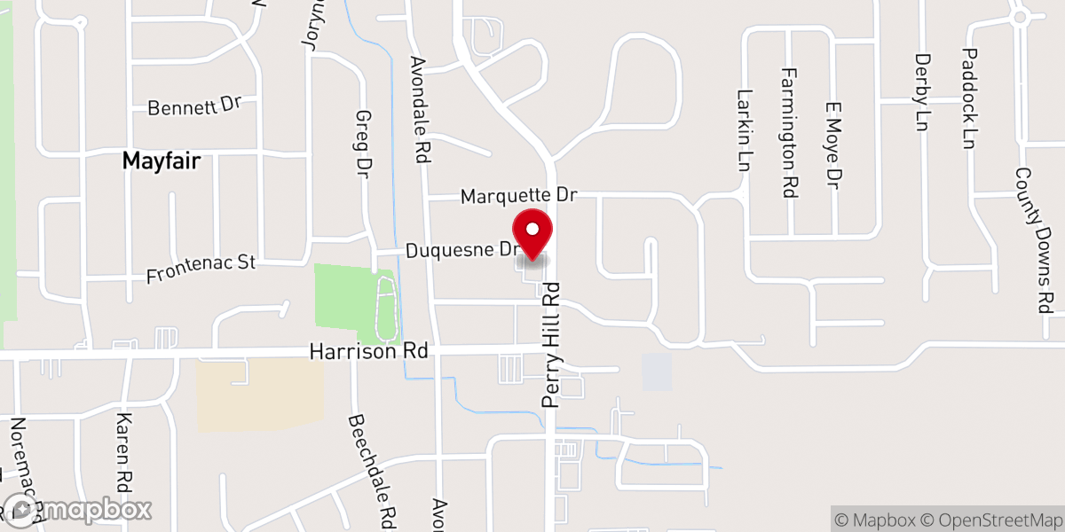 Map showing location of Perry Hill Road Baptist Church