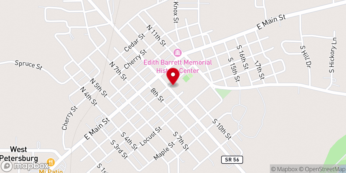 Map showing location of Calvary Holiness Church