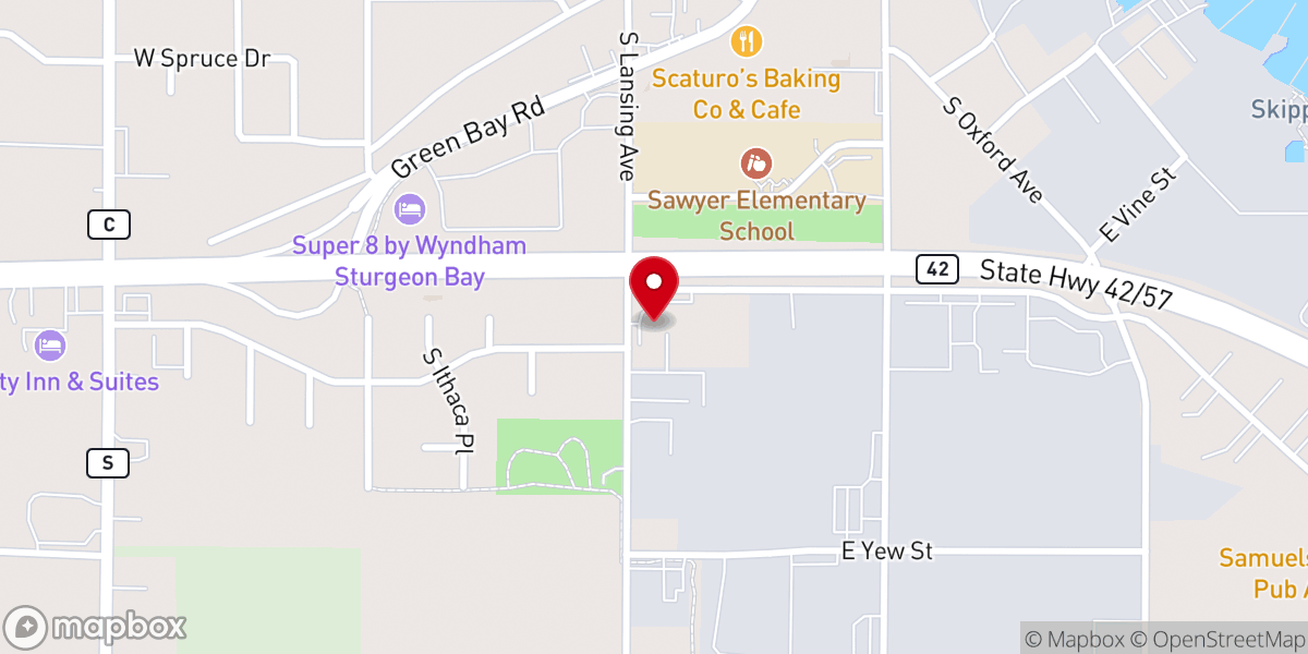 Map showing location of Faith Alive Fellowship of Door County