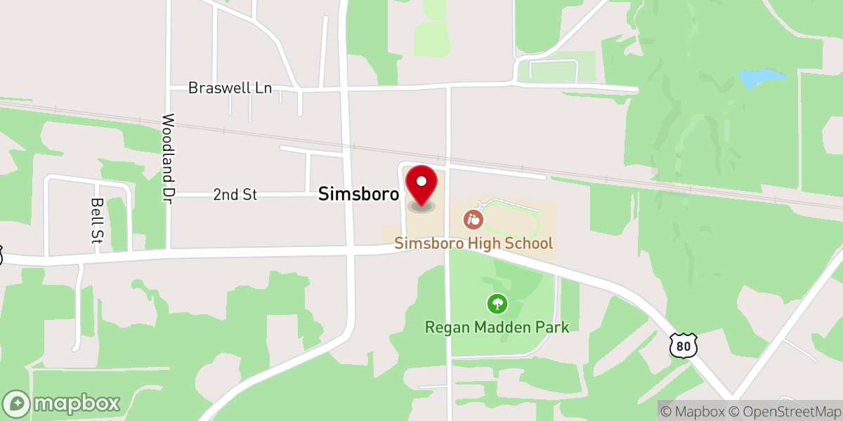 Map showing location of Simsboro School