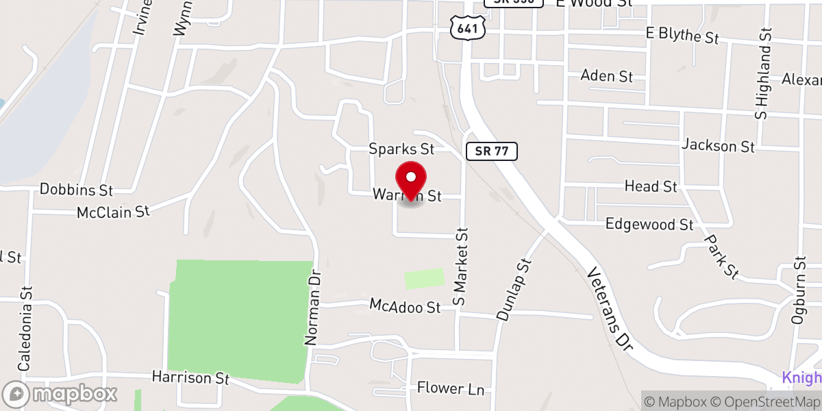 Map showing location of Allen Temple CME Paris, Tn.