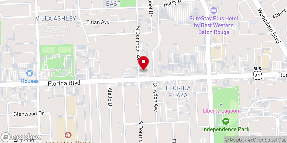 Map showing location of Liberty Church of Baton Rouge