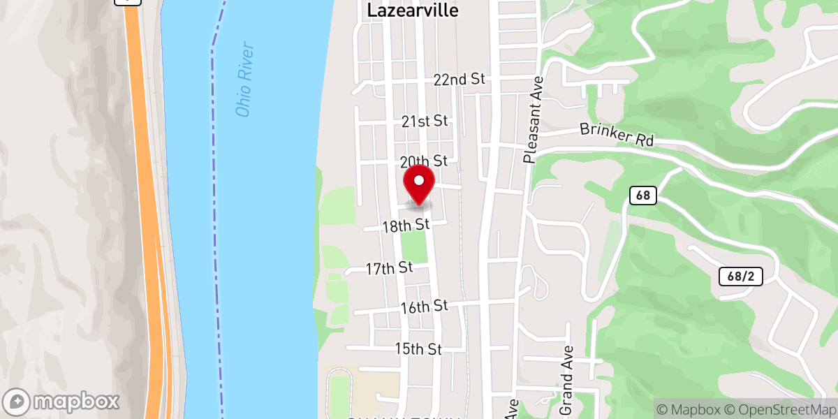 Map showing location of First Baptist Church of Wellsburg