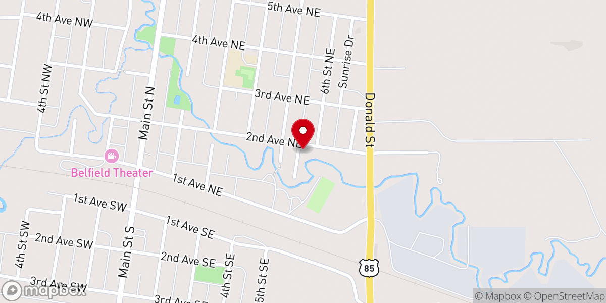 Map showing location of Belfield Medora Food Pantry - Food Distribution Center