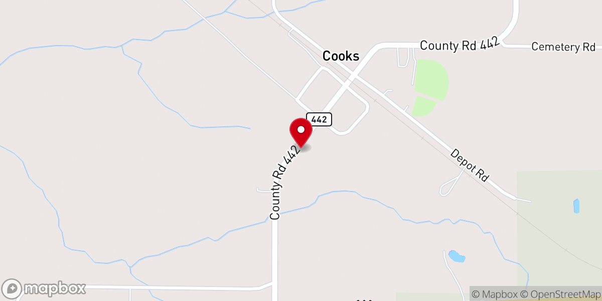Map showing location of Saint Mary Magdalene Catholic Church, Cooks