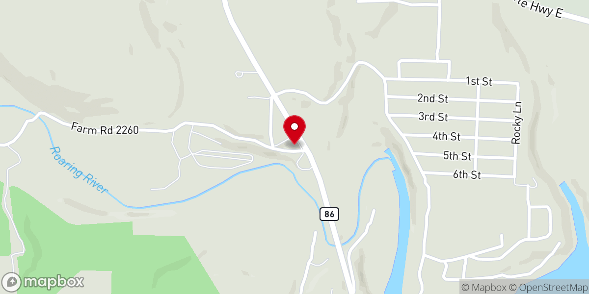Map showing location of Roaring River Baptist Church