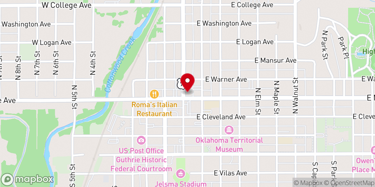 Map showing location of First Southern Baptist Church