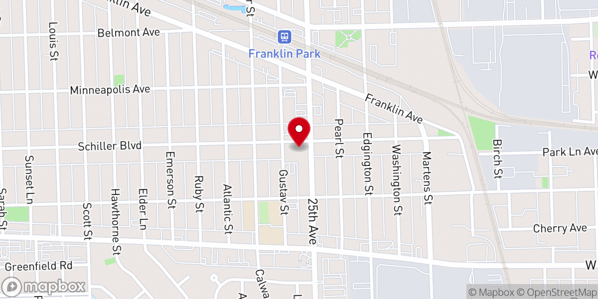Map showing location of St. Gertrude Catholic Church, Franklin Park
