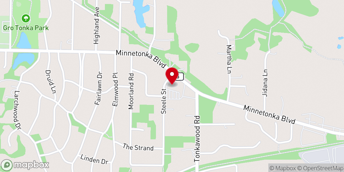 Map showing location of Minnetonka Lutheran Church