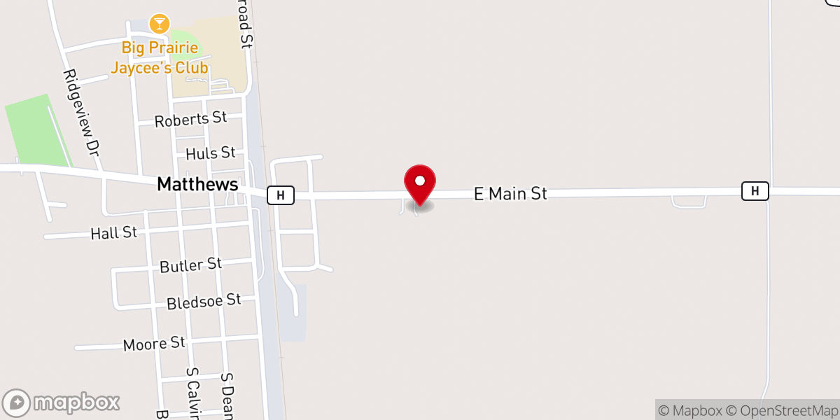 Map showing location of Matthews Church of Christ