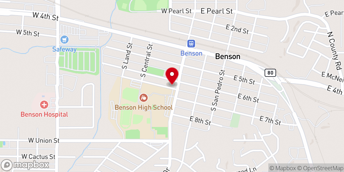 Map showing location of Benson Seventh-day Adventist Church