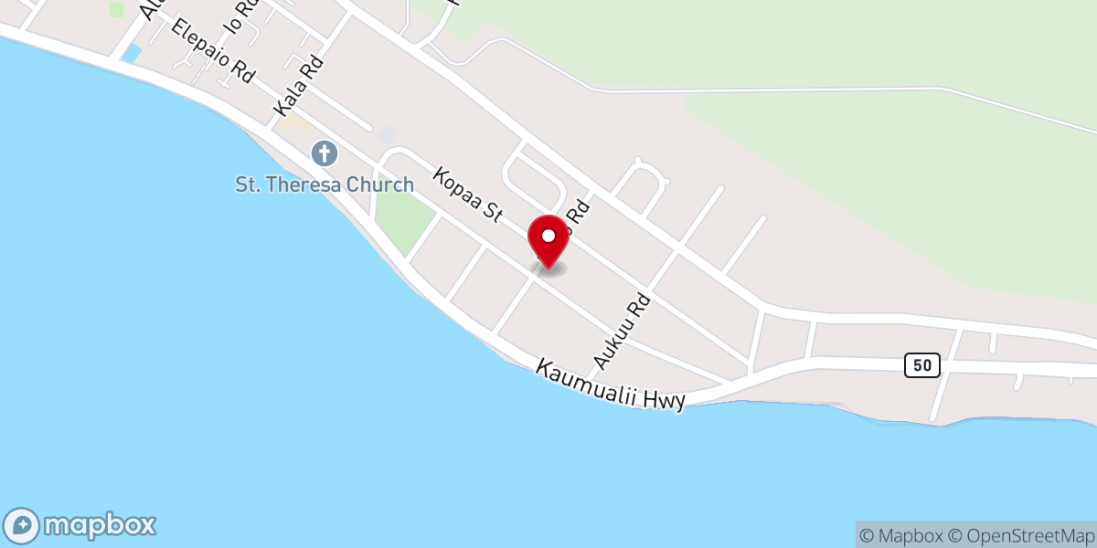 Map showing location of Kekaha Methodist Church