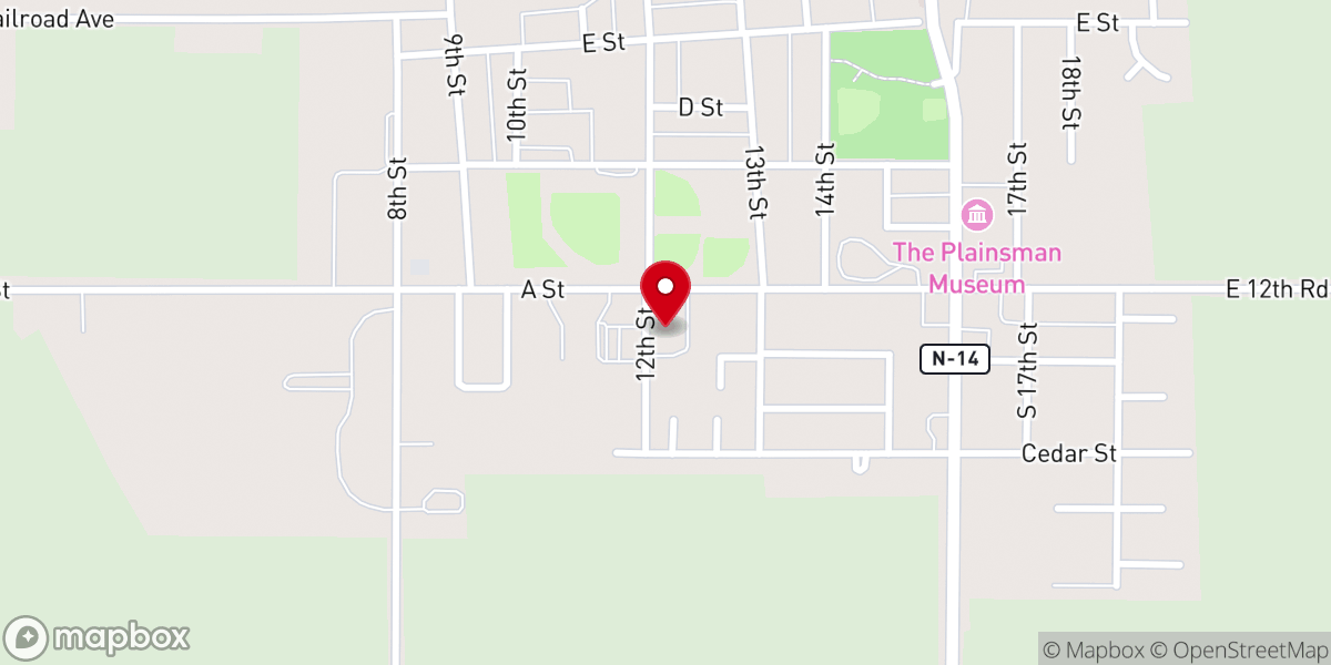 Map showing location of Aurora Evangelical Free Church