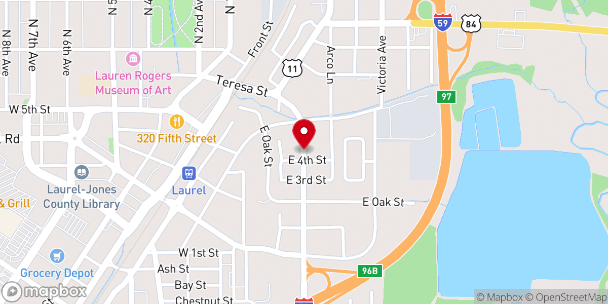 Map showing location of East Jerusalem Baptist Church
