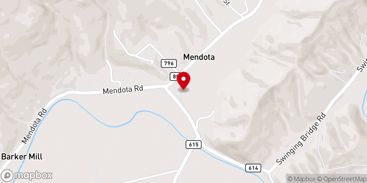 Map showing location of Mendota Baptist Church