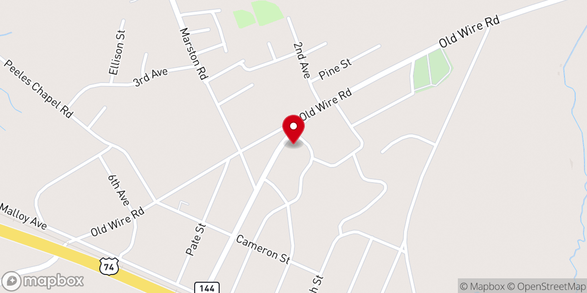 Map showing location of Laurel Hill Baptist Church