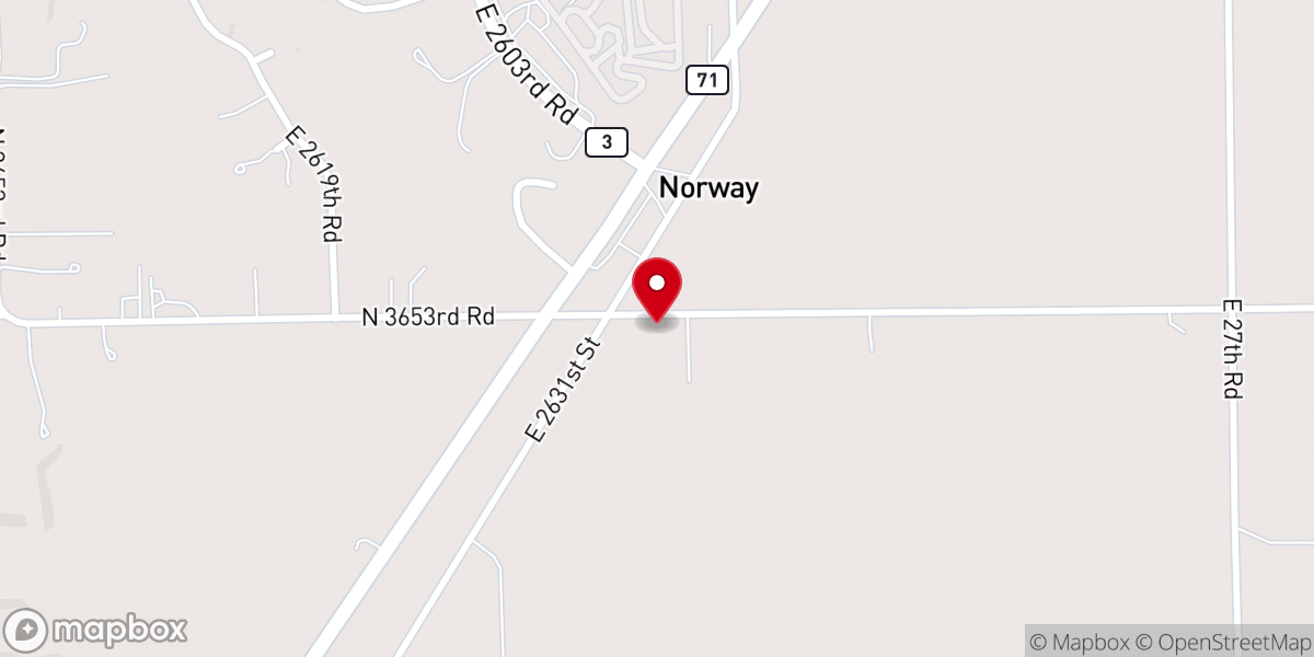 Map showing location of Norway United Methodist Church