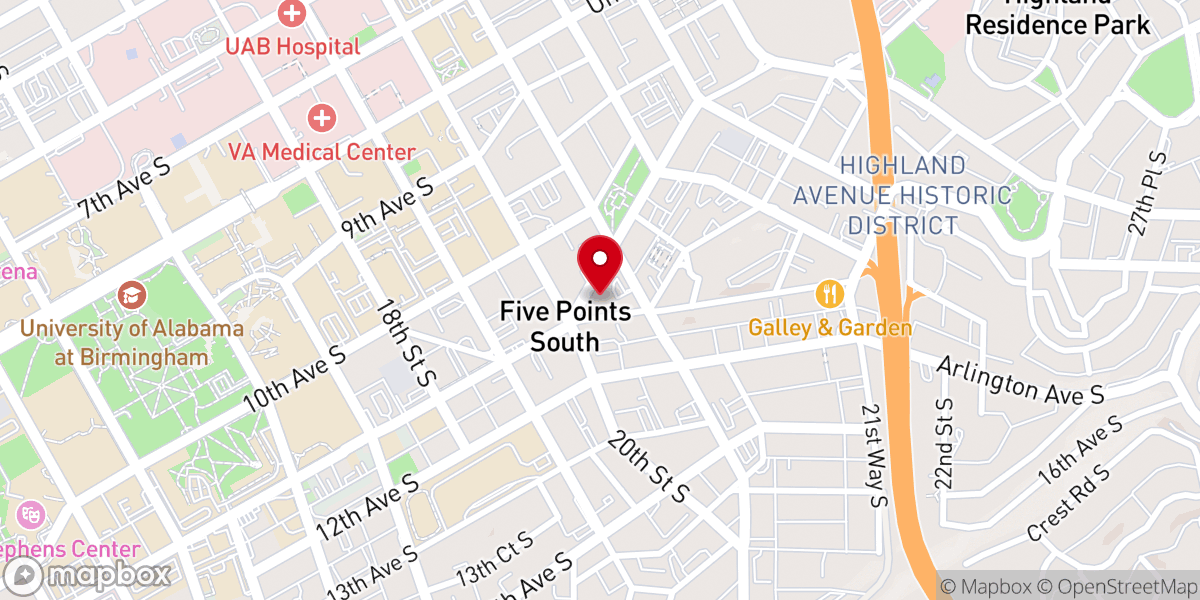 Map showing location of Highlands United Methodist Church