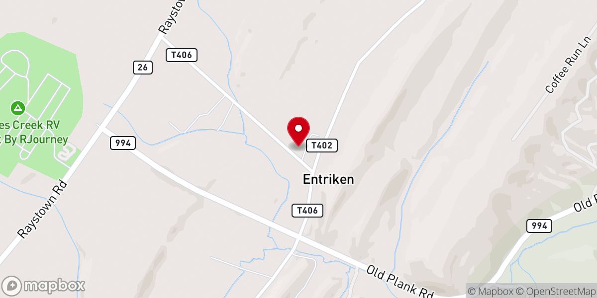 Map showing location of Entriken Church