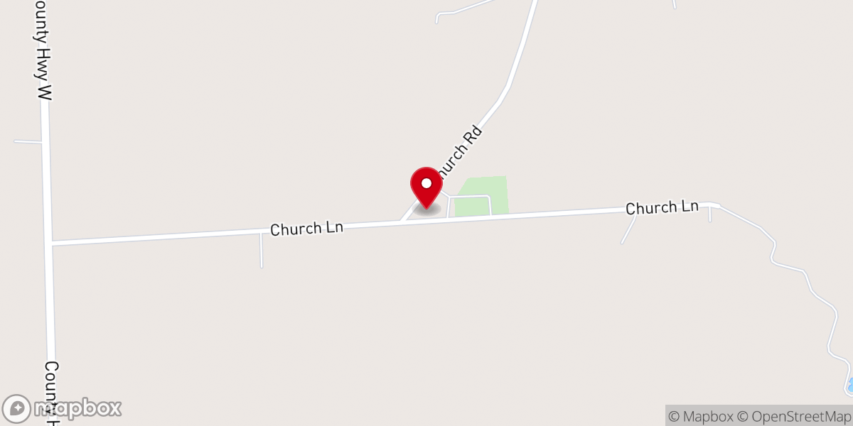 Map showing location of St. John Lutheran Church