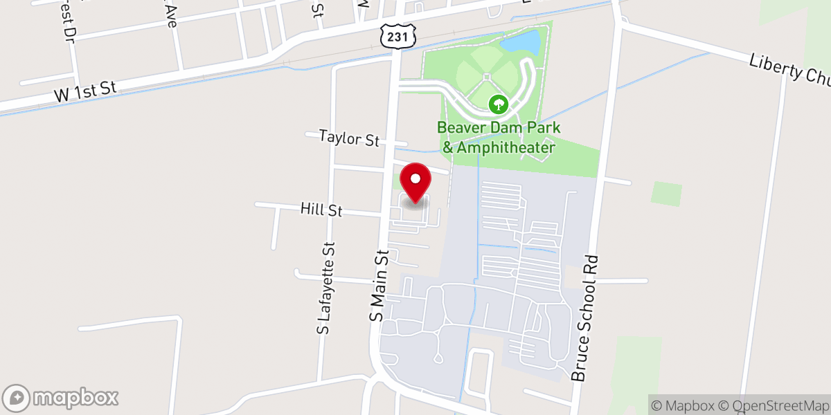 Map showing location of Beaver Dam Baptist church