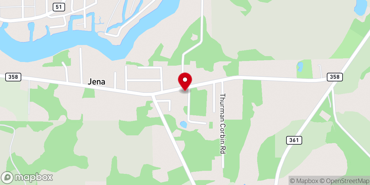 Map showing location of Jena Pentecostal Holiness Church