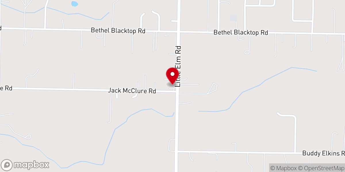 Map showing location of Little Elm Church