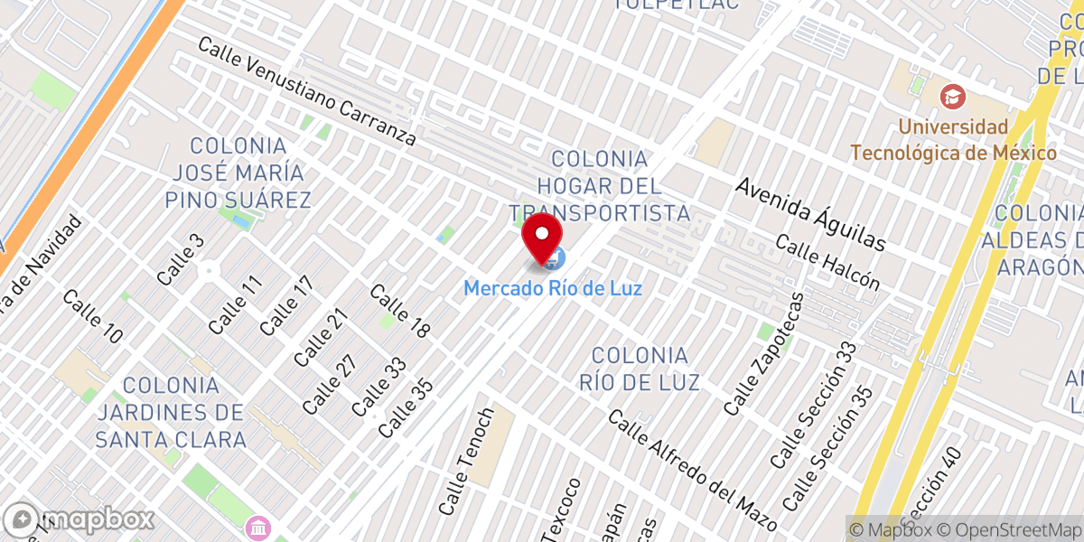 Map showing location of Parroquia de Nuestra Señora Guadalupe Río de Luz