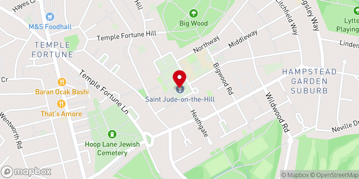 Map showing location of St Jude on the Hill, Hampstead Garden Suburb