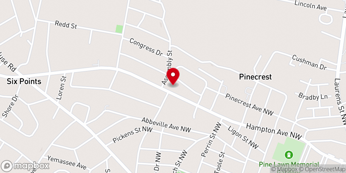 Map showing location of Hampton Avenue Church of Christ