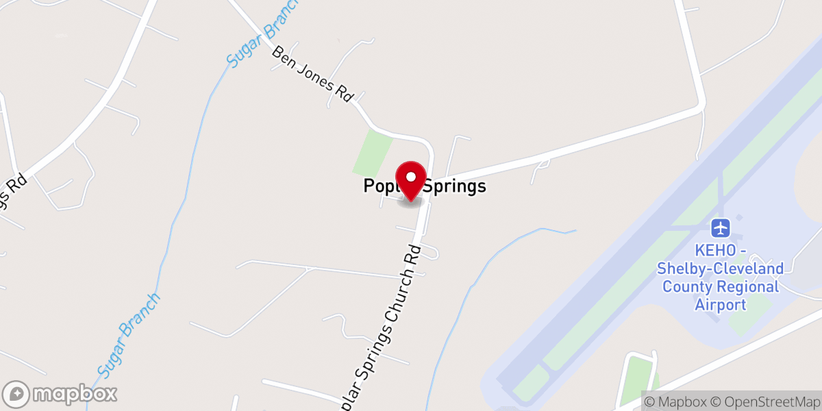 Map showing location of Popular Springs Church